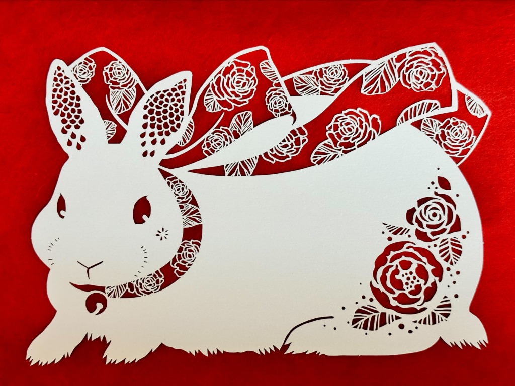 切り絵アート『福うさぎ』🐇 - 切り絵アートオンライン